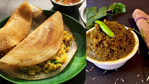 mini masala veg dosa and bajji chili chutney