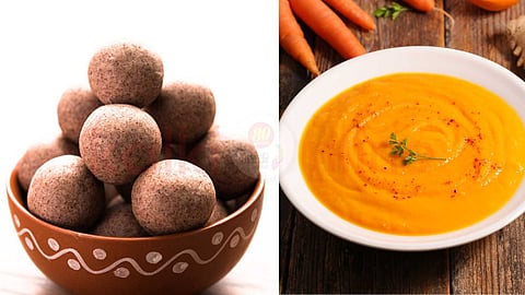 delicious ragi laddu and carrot alva..!