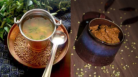 kollu rasam and dhaniya thuvaiyal