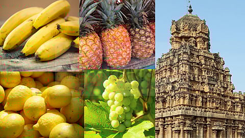 giving fruits to the temple