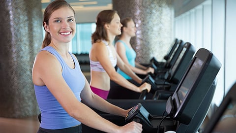 Women running in treadmill