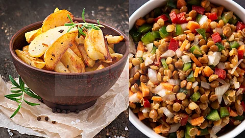 Potato Jeera Fry and Masala Sundal