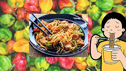 Modern capsicum cups, Chinese noodles..!