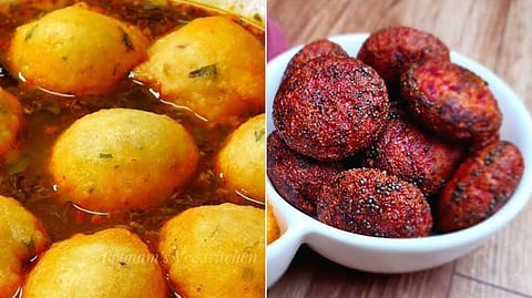 Udupi style rasam vada-beetroot paniyaram