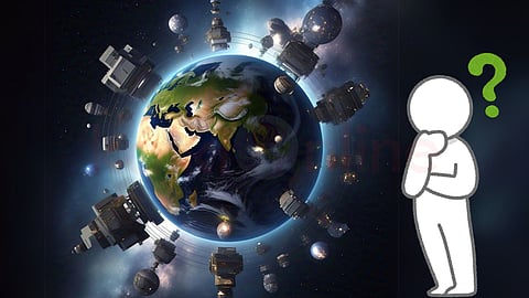Earth completely surrounded by satellites