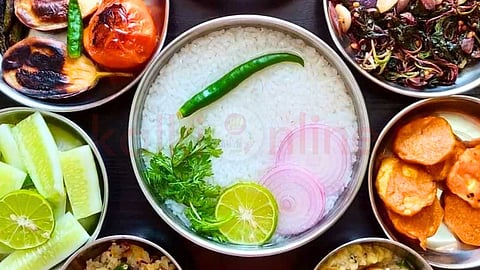 pazhaya soru and onions for the hot weather..!