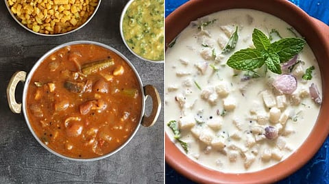 fenugreek gravy-banana stem puli pachadi