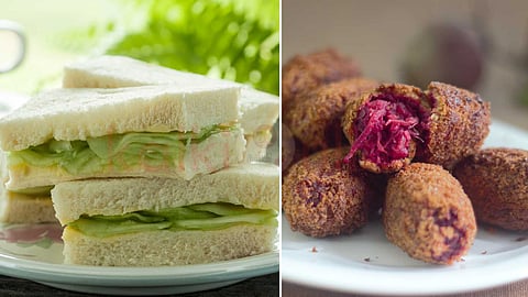 Sandwich and beetroot cutlet
