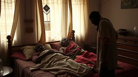 Elderly couple sleeping