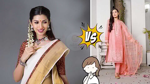 saree & modern dress