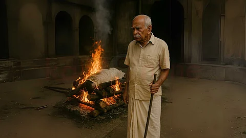 Old man in the crematorium