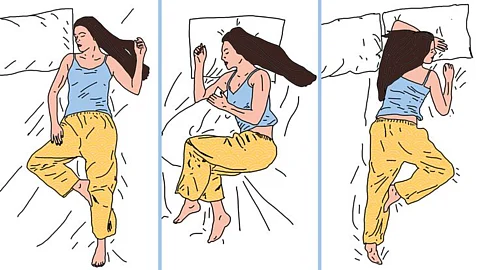 woman sleeping in three positions
