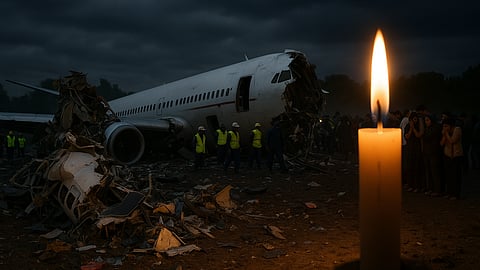 Air India Plane crash and candlelight vigil.