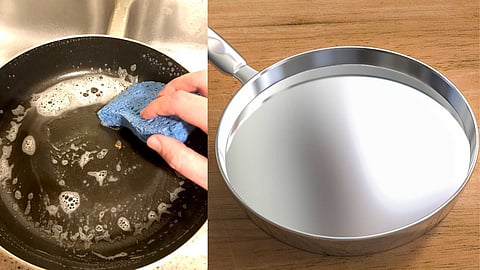 Stainless steel pan cleaning