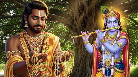 Man with Lord krishna