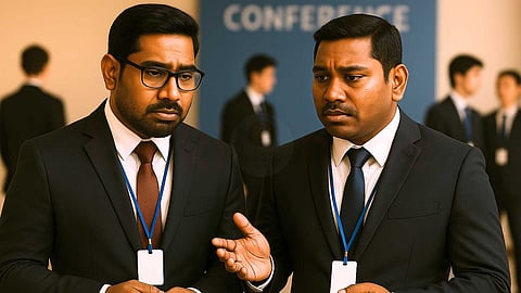 Two men talking