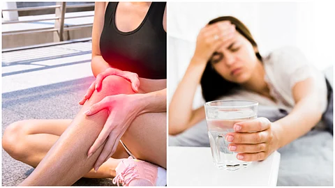 woman suffering dehydration and muscle cramp