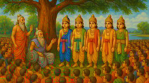 Drona, Bhishma, Pandavas and Kauravas