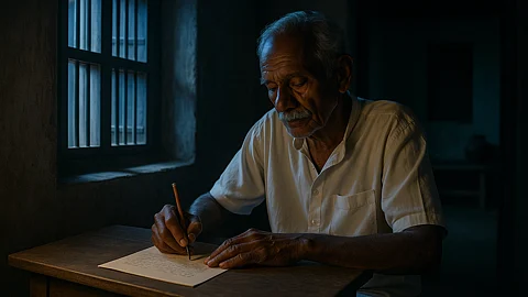 Old man writing letter