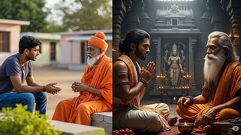 Guru, disciple and sorcerer.