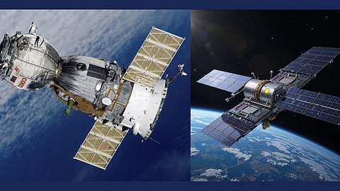 the flexible solar arrays placed on the satellite's sides