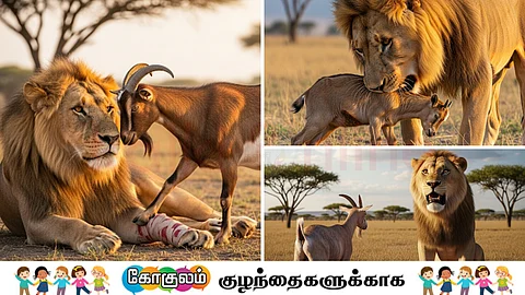 The lion with goat
