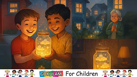 Two boys with jar