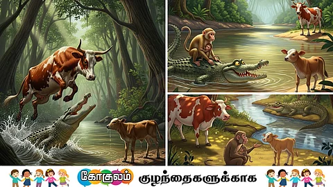 Clever monkey advises calf