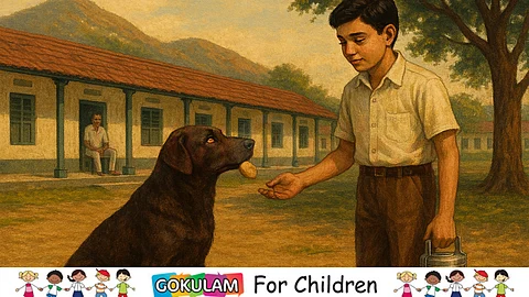 Sharing food with a dog