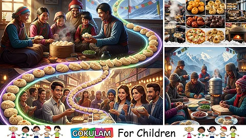 Family and friends enjoys momos