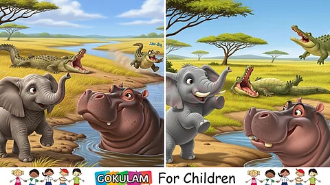 Hippo saves elephant from crocodiles