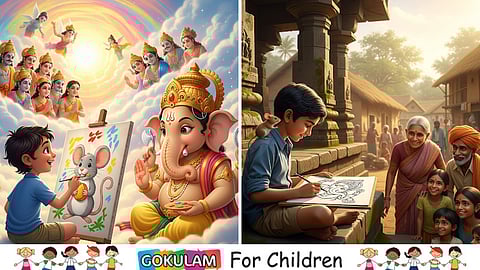Kids with Lord ganesha
