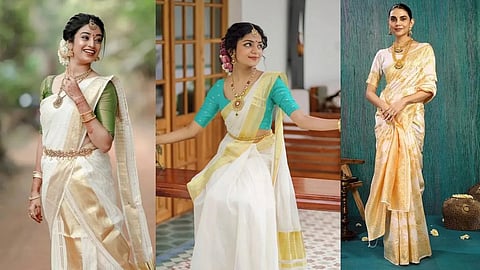 Kerala traditional kasavu saree