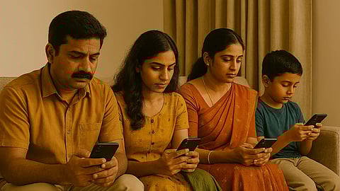 Family using mobile