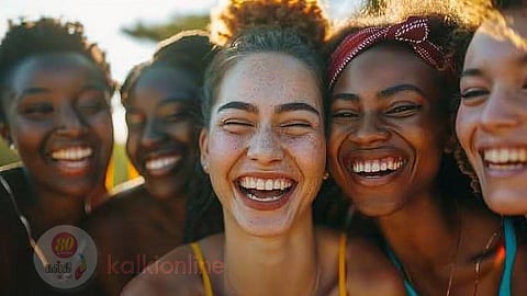 A group of friends laughing