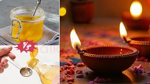 lamp, ghee and oil