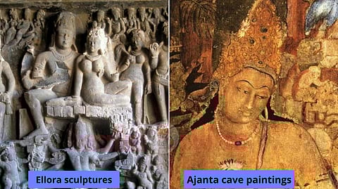 Ellora caves Sculpture and painting
