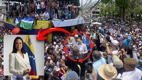 மரியா கோரினா மச்சாடோ பொதுக் கூட்டத்தில்