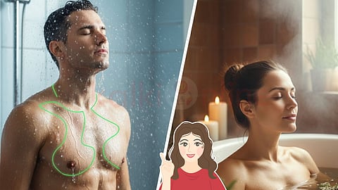 a man and woman take Bath
