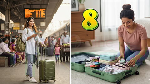 A woman packing the luggage