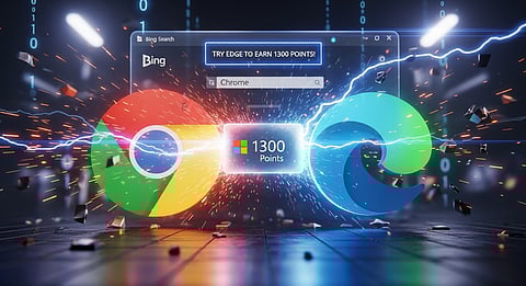 Chrome and Edge logos clash with 1300 reward offer