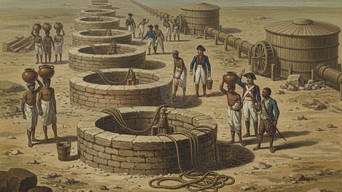 People bring out water from Seven wells