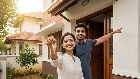 couple with house key