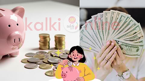 A piggy bank and money