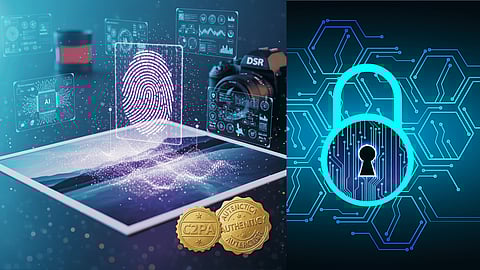 Digital fingerprint and lock showing hidden watermark security