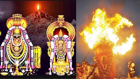 The sound heard inside the mountain during the Maha Deepam
