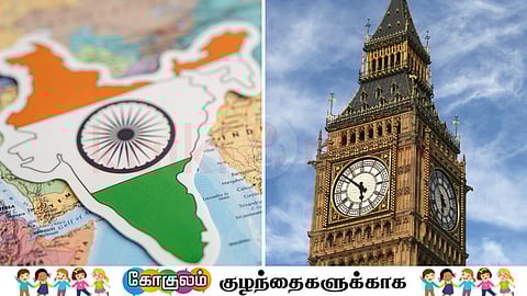 India map and time tower