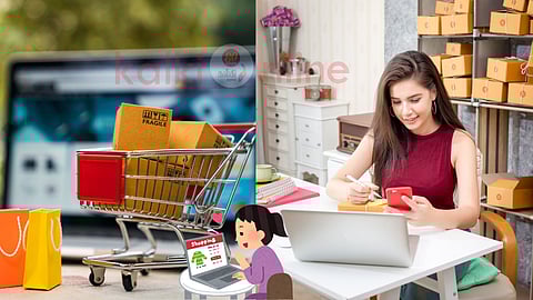 online shopping and a women doing online business