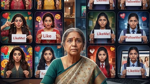 old woman and women in social media