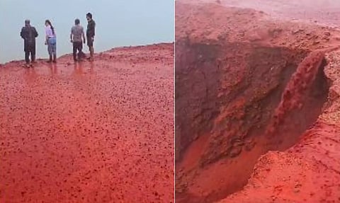 Hormuz Island in Iran turns ‘blood red’ after rain